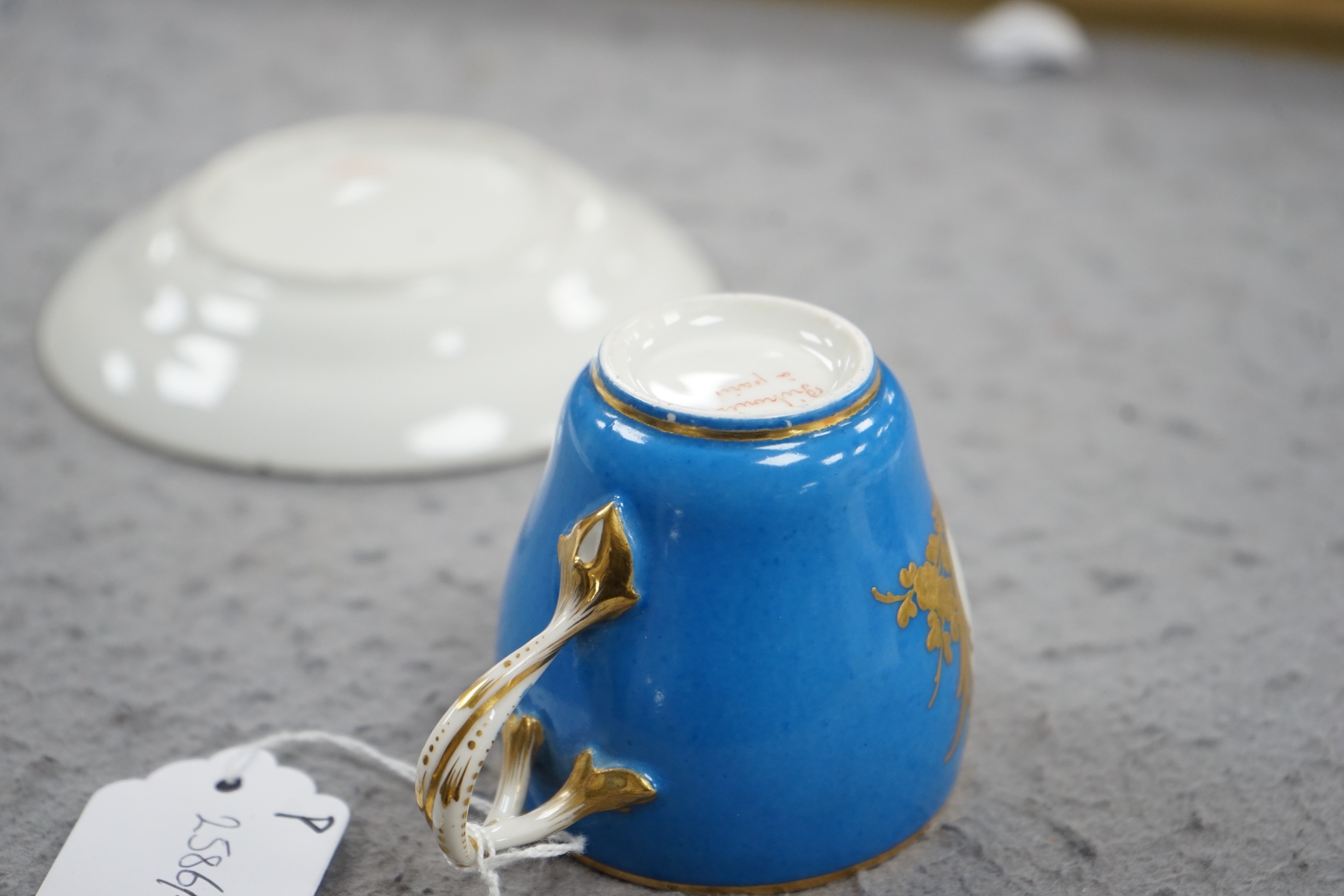 A Paris porcelain Sevres style cup and saucer